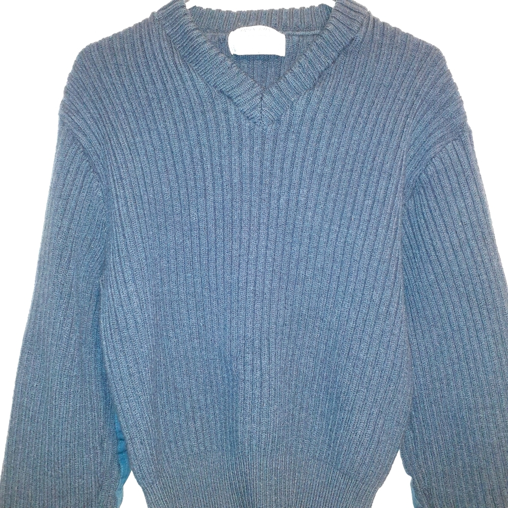 IRON RUN DARK BLUEISH GRAY MEN'S LONG SLEEVED V-NECK SWEATER SIZE S